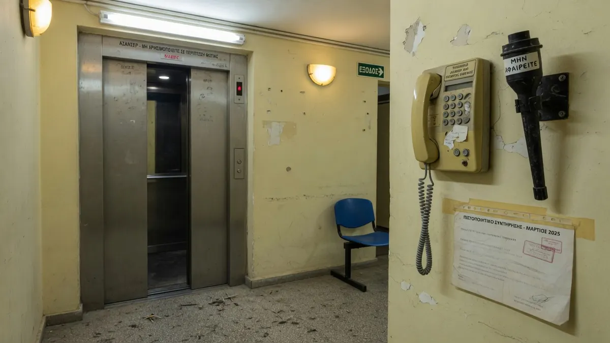 Transporter am Hauseingang in der Dämmerung, Werkzeugkasten auf der Stufe, Serviceanhänger an der Absatztür.